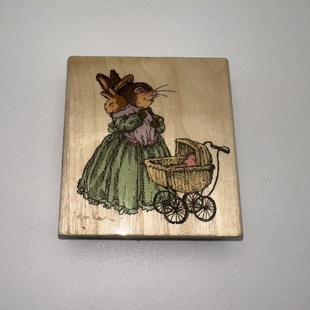 Holly Pond Hill Priceless Treasure H13034 Rabbit Wood Mount Rubber Stamp Vintage